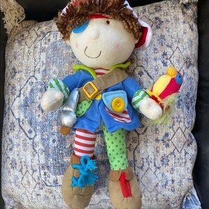 Manhattan Toy Pirate Boy Doll Plush Teach Me Tie Zipper Snap Button Rattle Skill